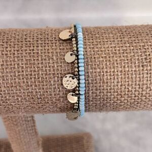 NWOT Altar’d State Double Strand Sliding Knot Round Charms & Beaded Bracelet Gol